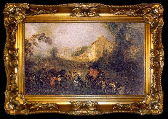 framed  WATTEAU, Antoine The Burdens of War, ta009-2